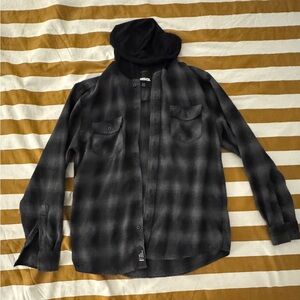 RSQ Black and Gray Plaid Casual Button Down Shirt